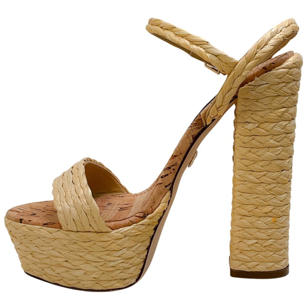 Dolce & Gabbana Natural Raffia Platform Sandals - Picture 3 of 9